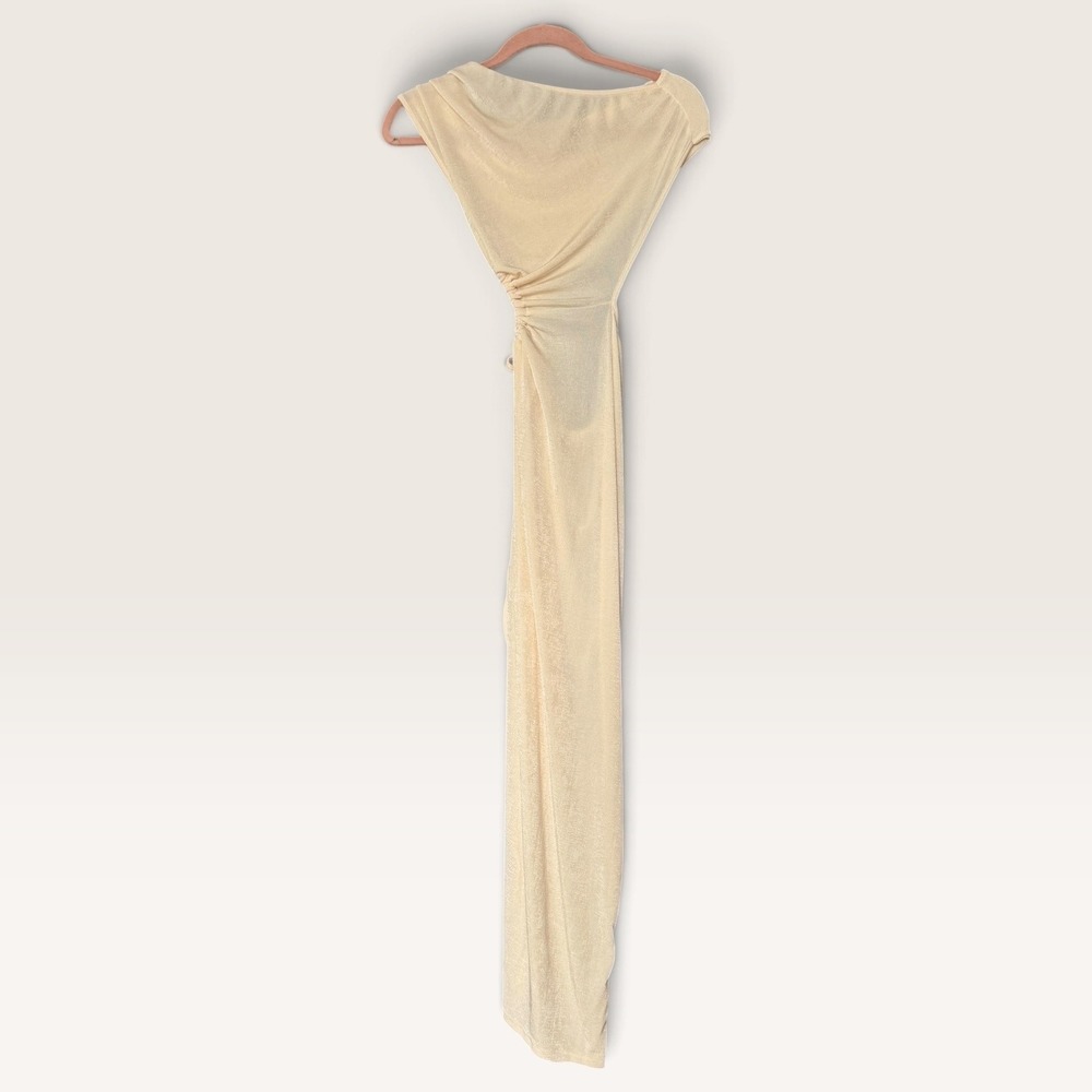One Shoulder High Slit Off-White Midi Dress Small Party Night Out Resortwear EUC - Picture 6 of 7